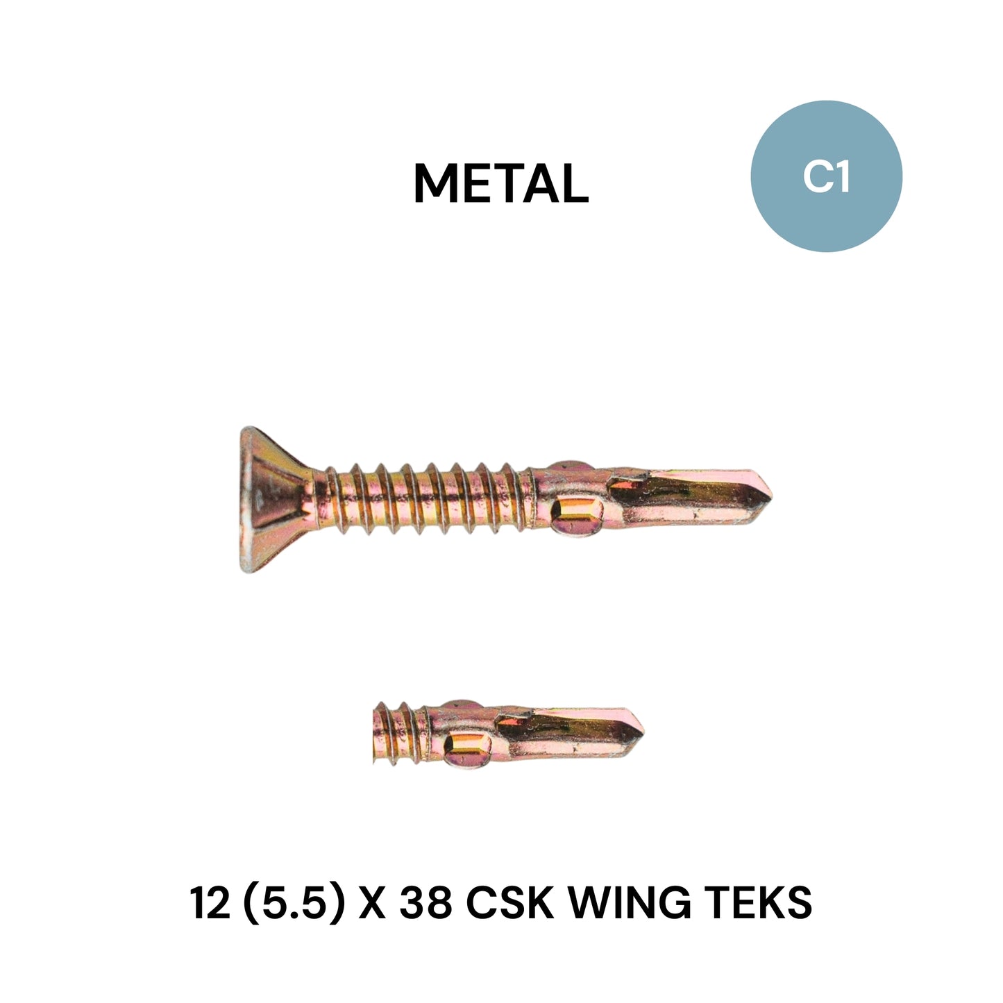 12 (5.5) x 38mm CSK Wing Teks