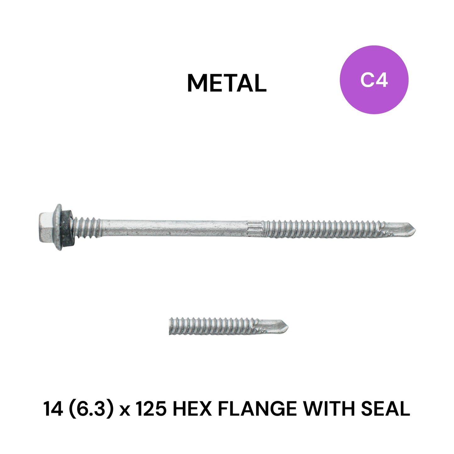 14 (6.3) x 125mm Metal Hex Flange With Seal Class 4