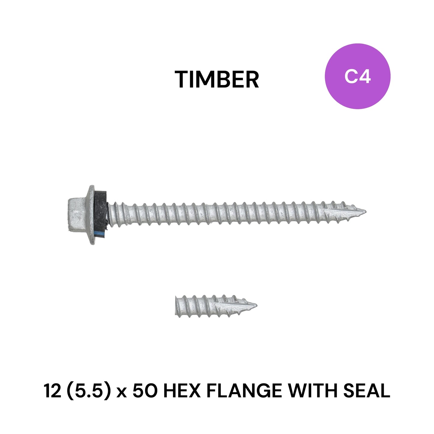 12 (5.5) x 50mm Timber Flange With Seal Class 4