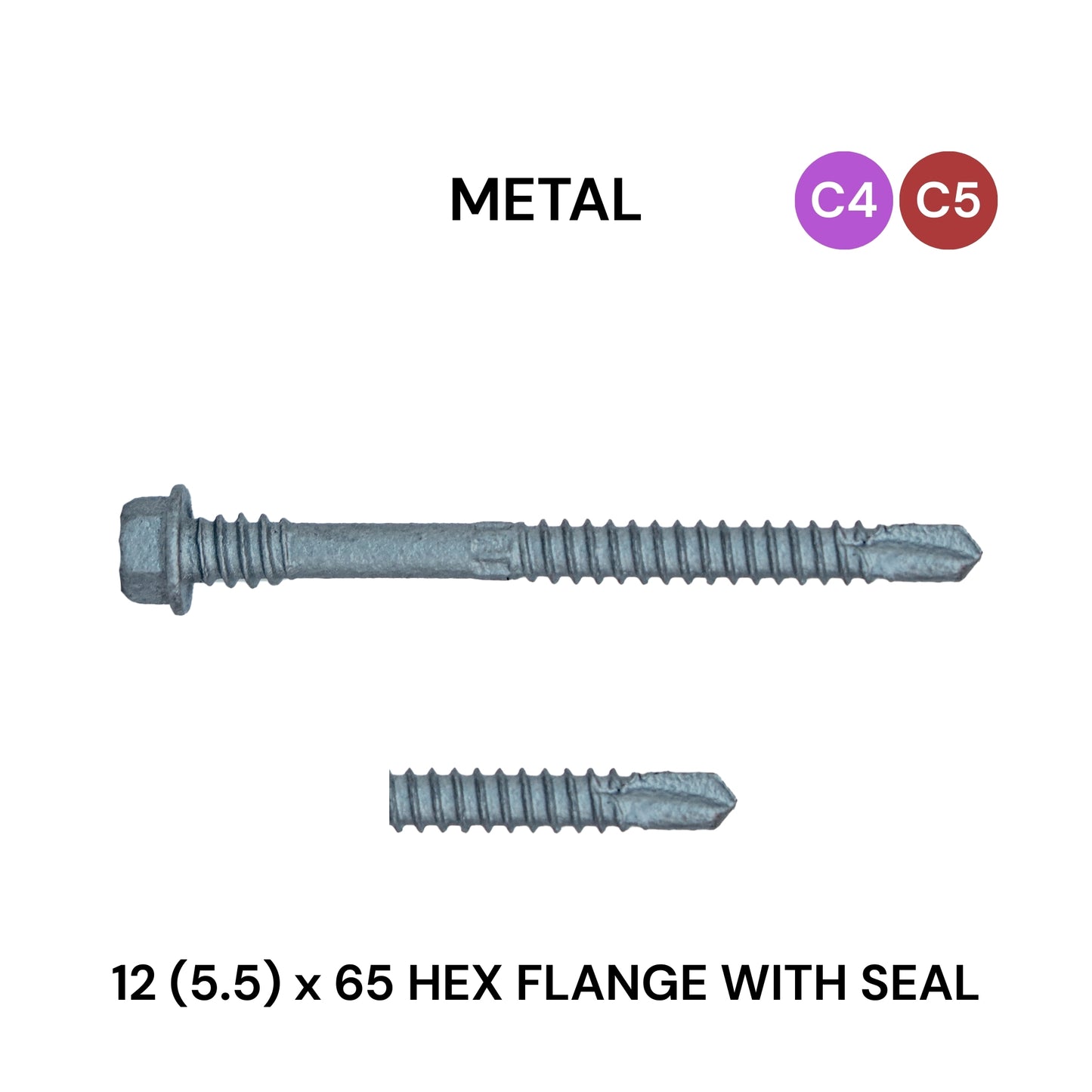 12 (5.5) x 65mm Metal Hex Head