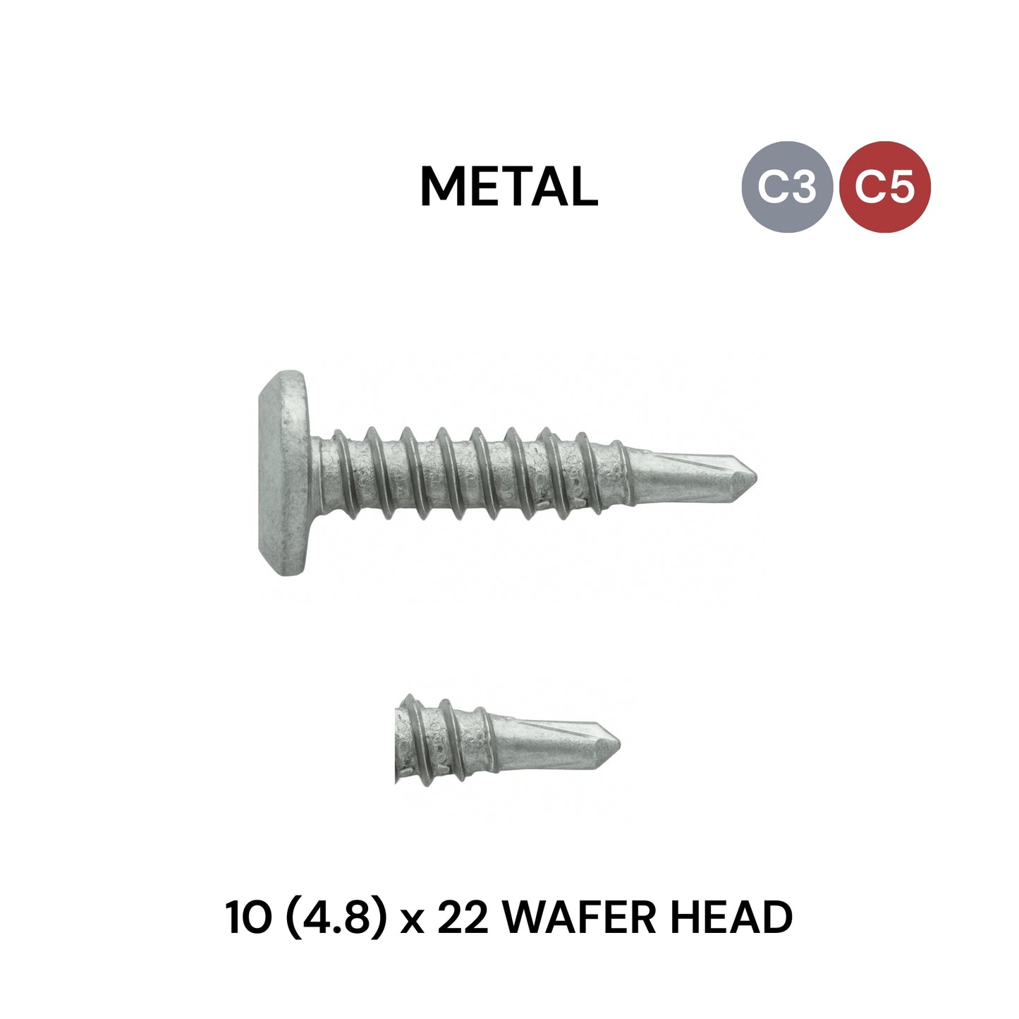 10 (4.8) x 22mm Metal Wafer Head
