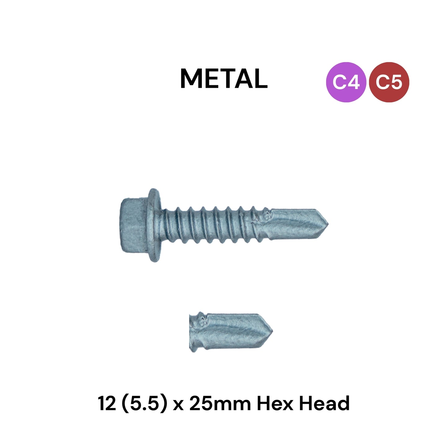 12 (5.5) x 25mm Metal Hex Head
