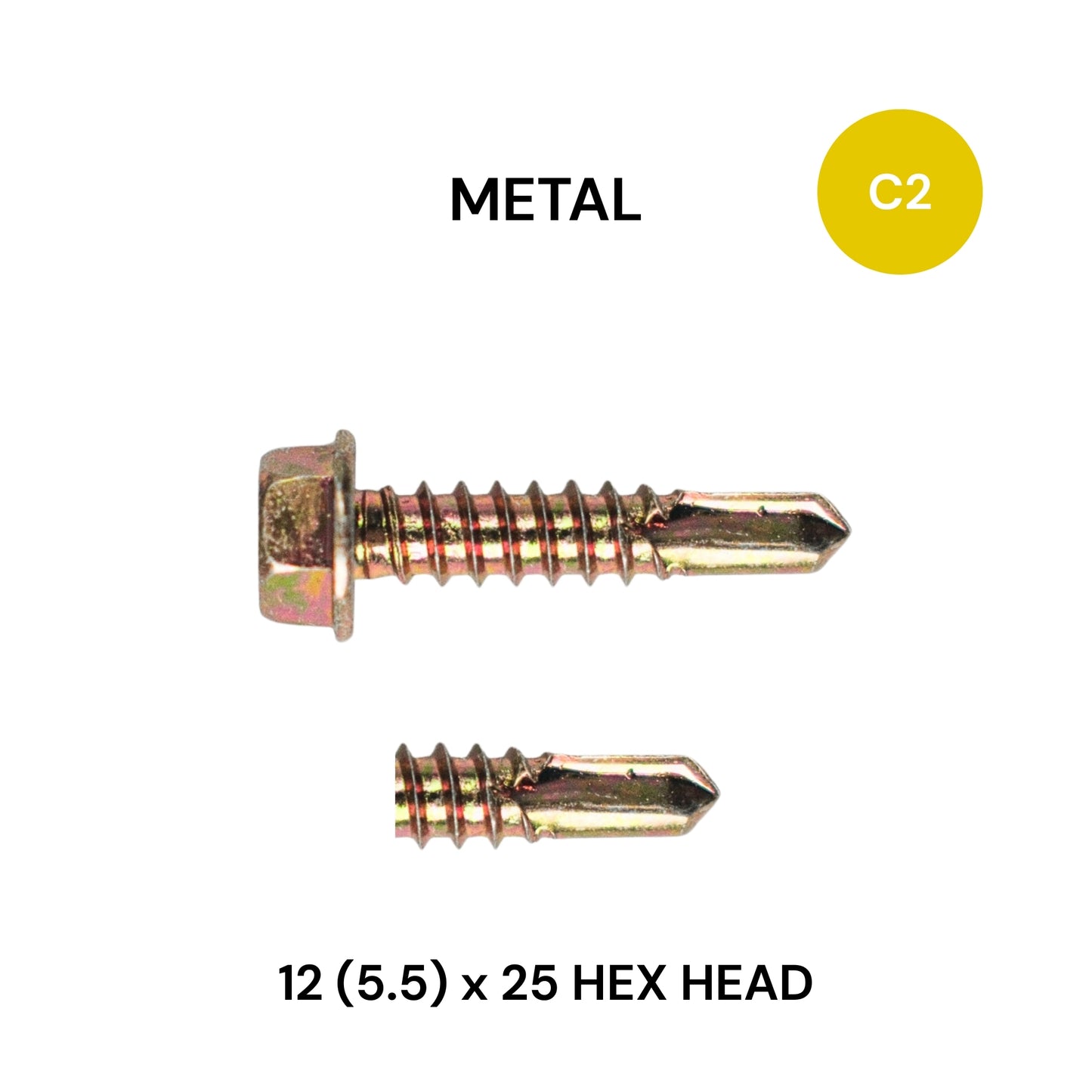 12 (5.5) x 25mm Metal Hex Head Class 2