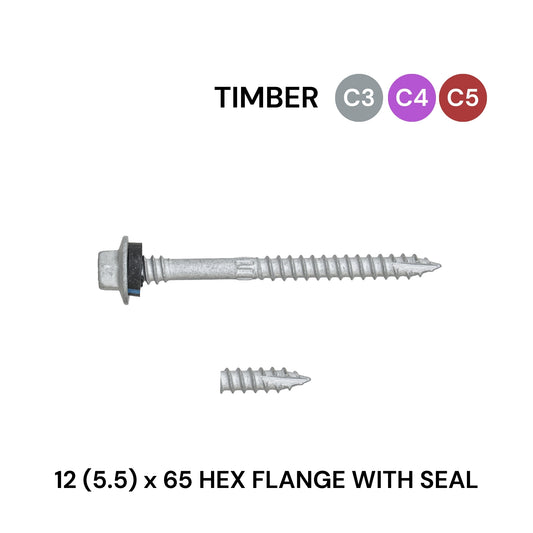 12 (5.5) x 65mm Timber Flange With Seal