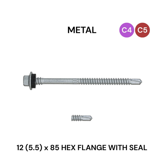 12 (5.5) x 85mm Metal Hex Flange And Seal