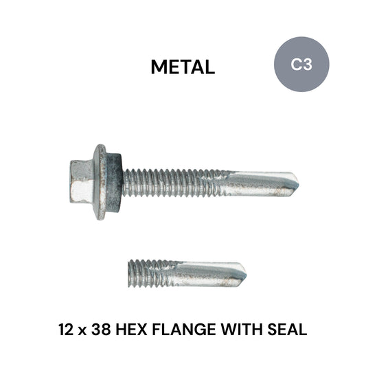 12 (5.5) x 38mm Metal Hex Flange With Seal Class 3 T5