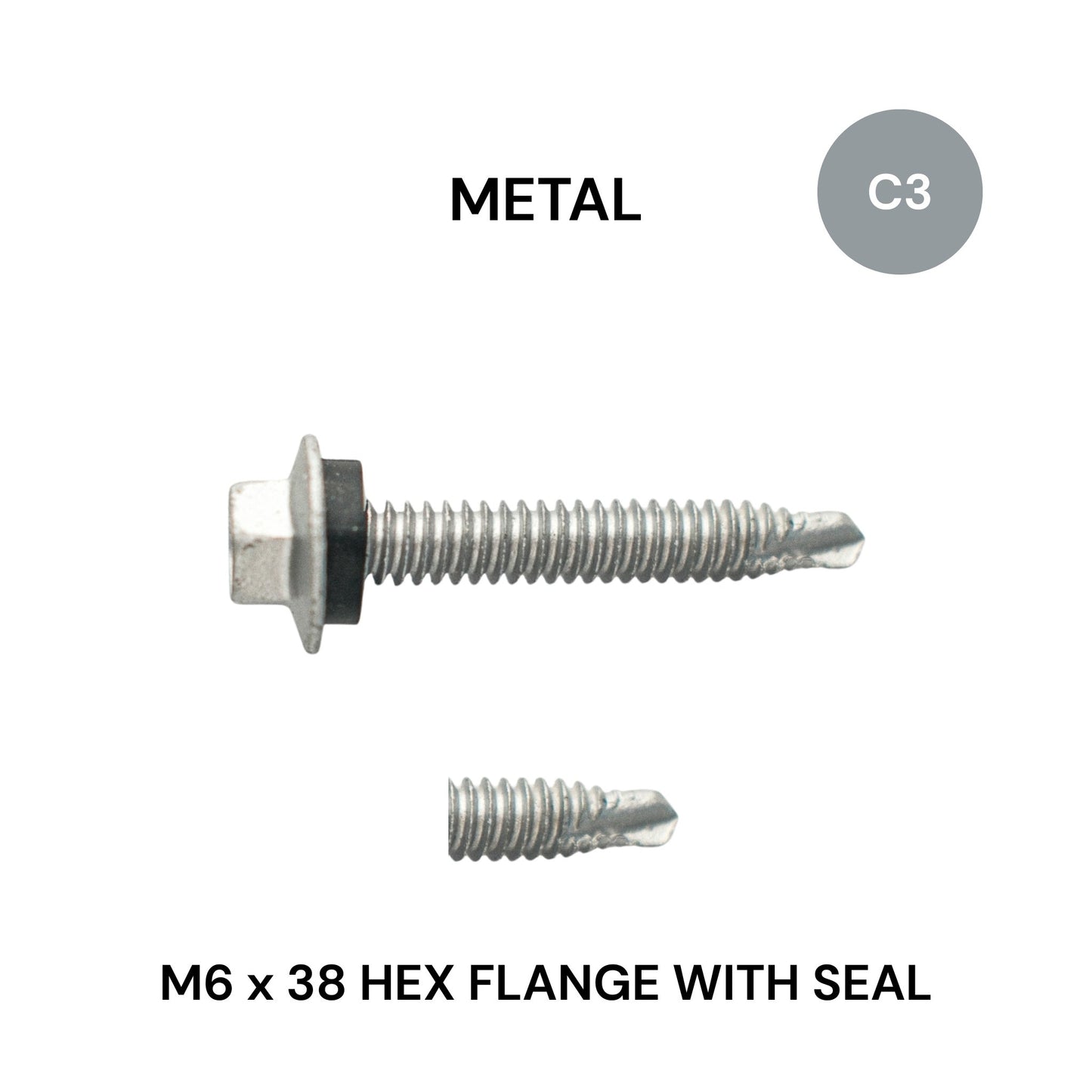 M6 x 38mm Roof ZAP Fine Thread Flange and Seal