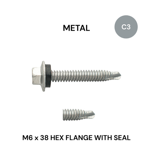 M6 x 38mm Roof ZAP Fine Thread Flange and Seal