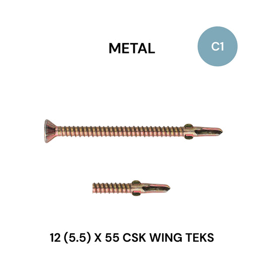 12 (5.5) x 55mm CSK Wing Teks
