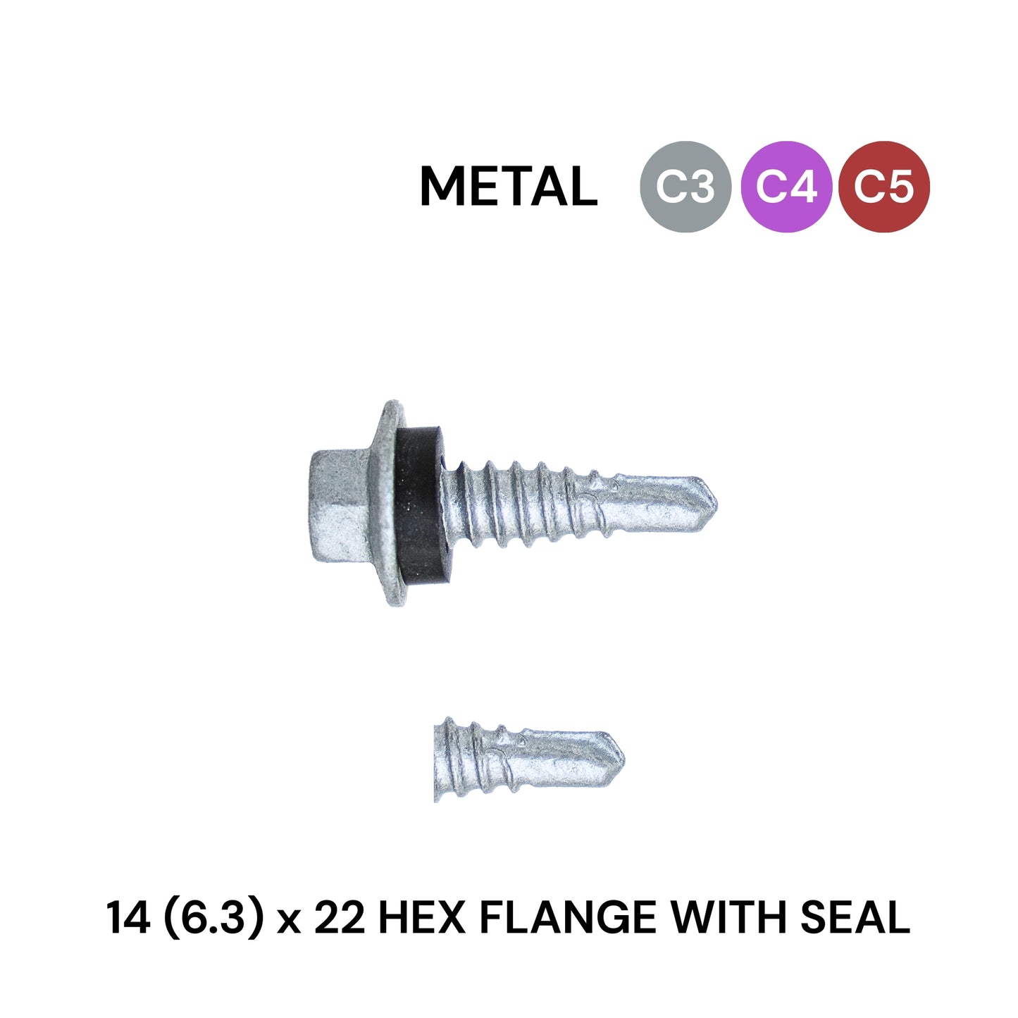 14 (6.3) x 22mm Metal Hex Flange With Seal