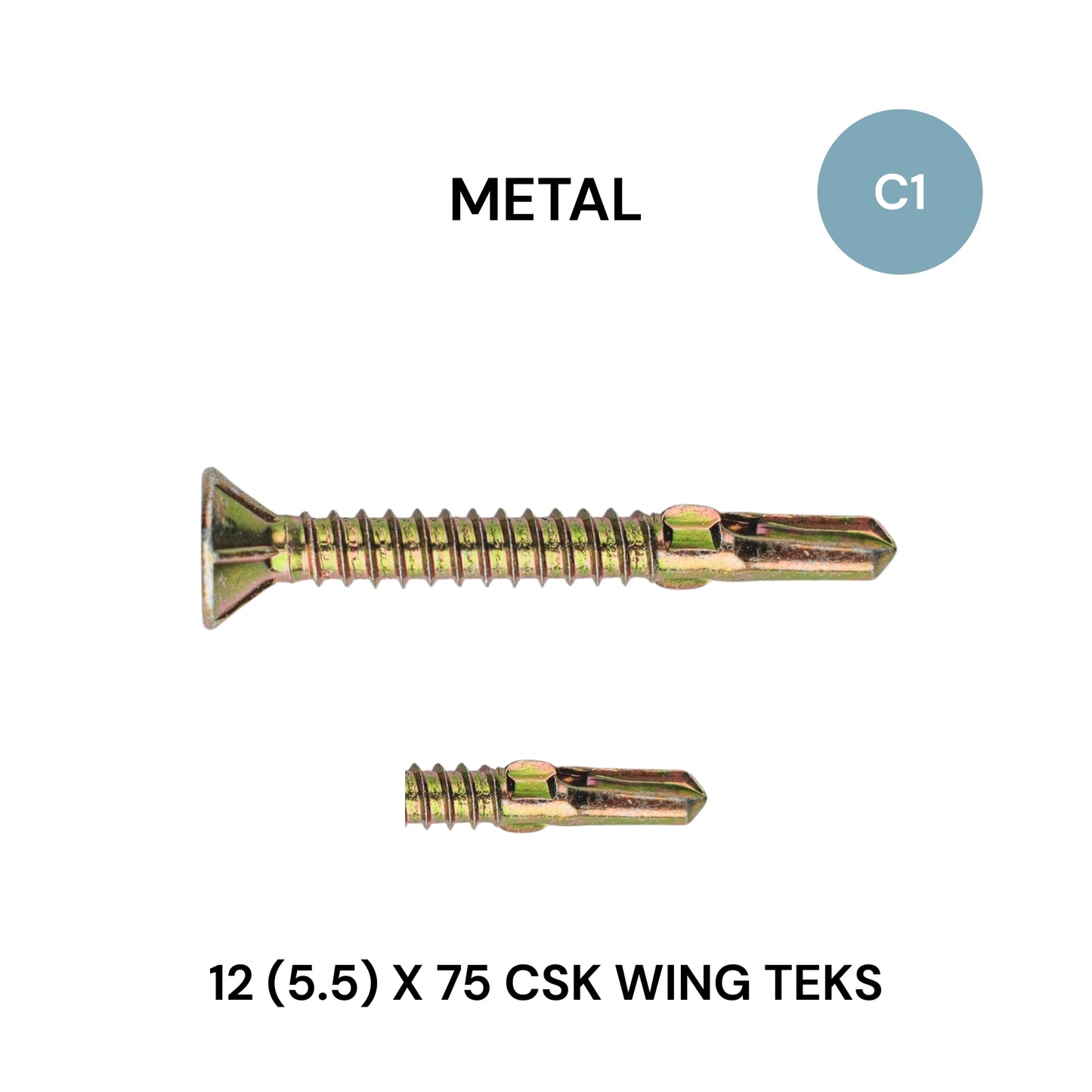 12 (5.5) x 75mm CSK Wing Teks
