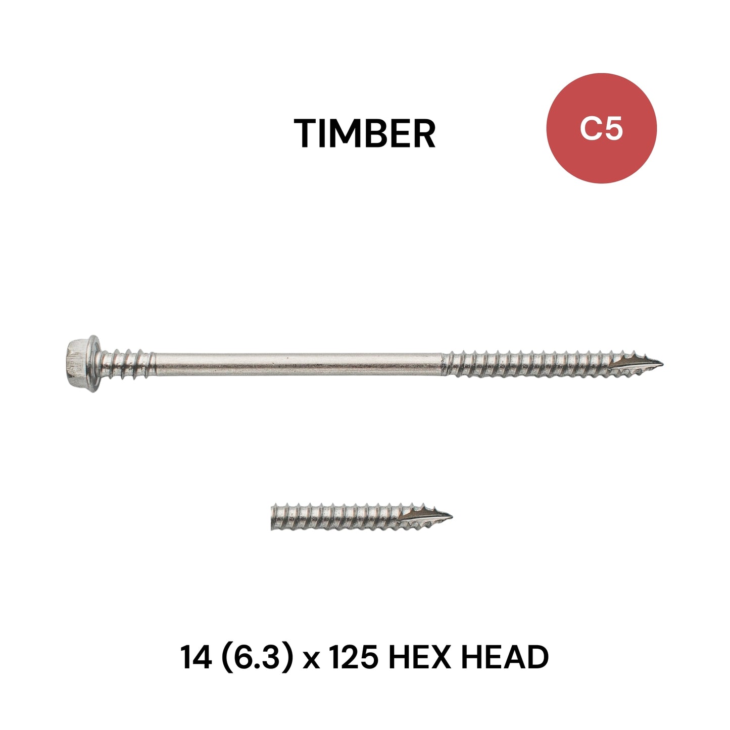 14 (6.3) x 125mm Timber Hex Head Class 5