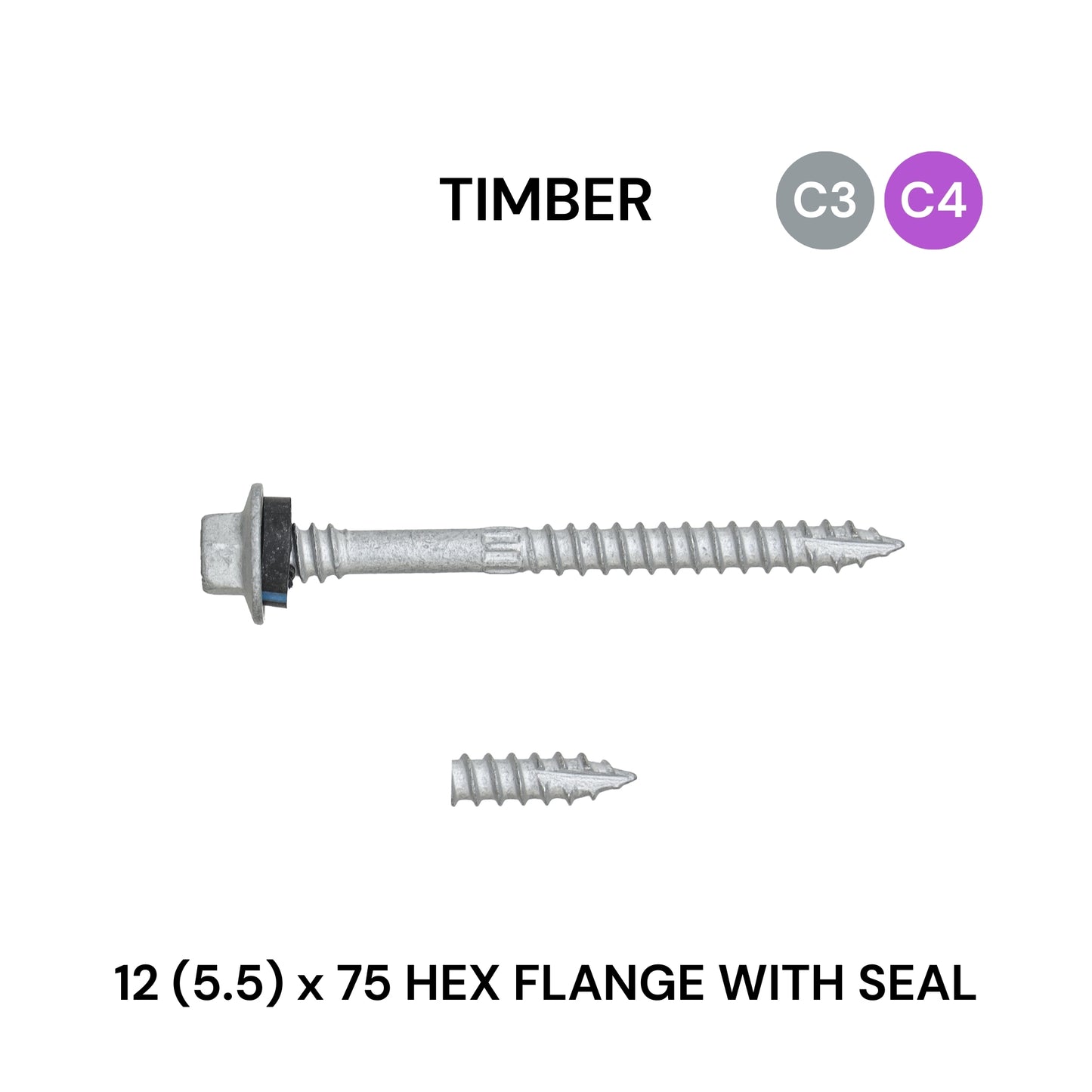 12 (5.5) x 75mm Timber Flange With Seal