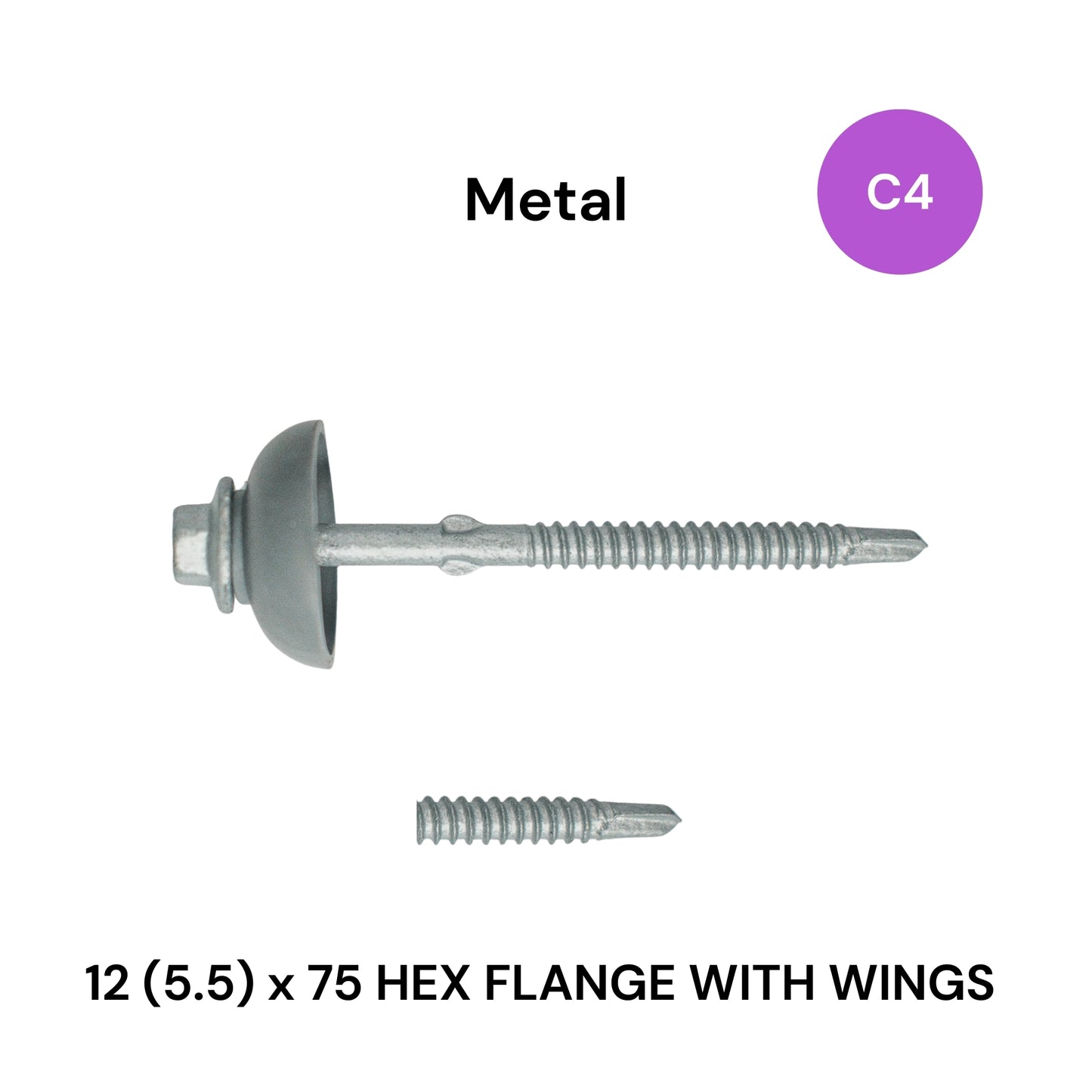 12 (5.5) X 75 Metal Hex Flange With Wings Class 4