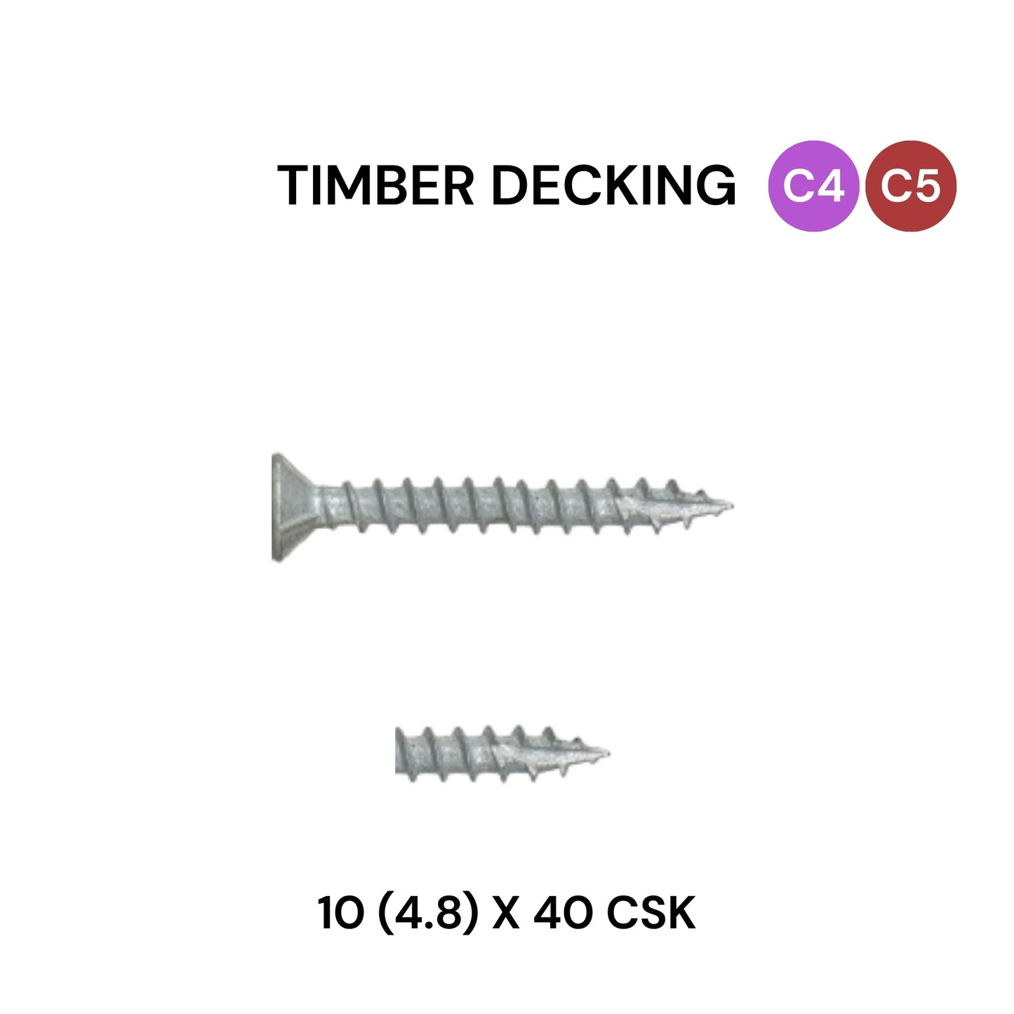 10 (4.8) x 40mm CSK Timber Decking