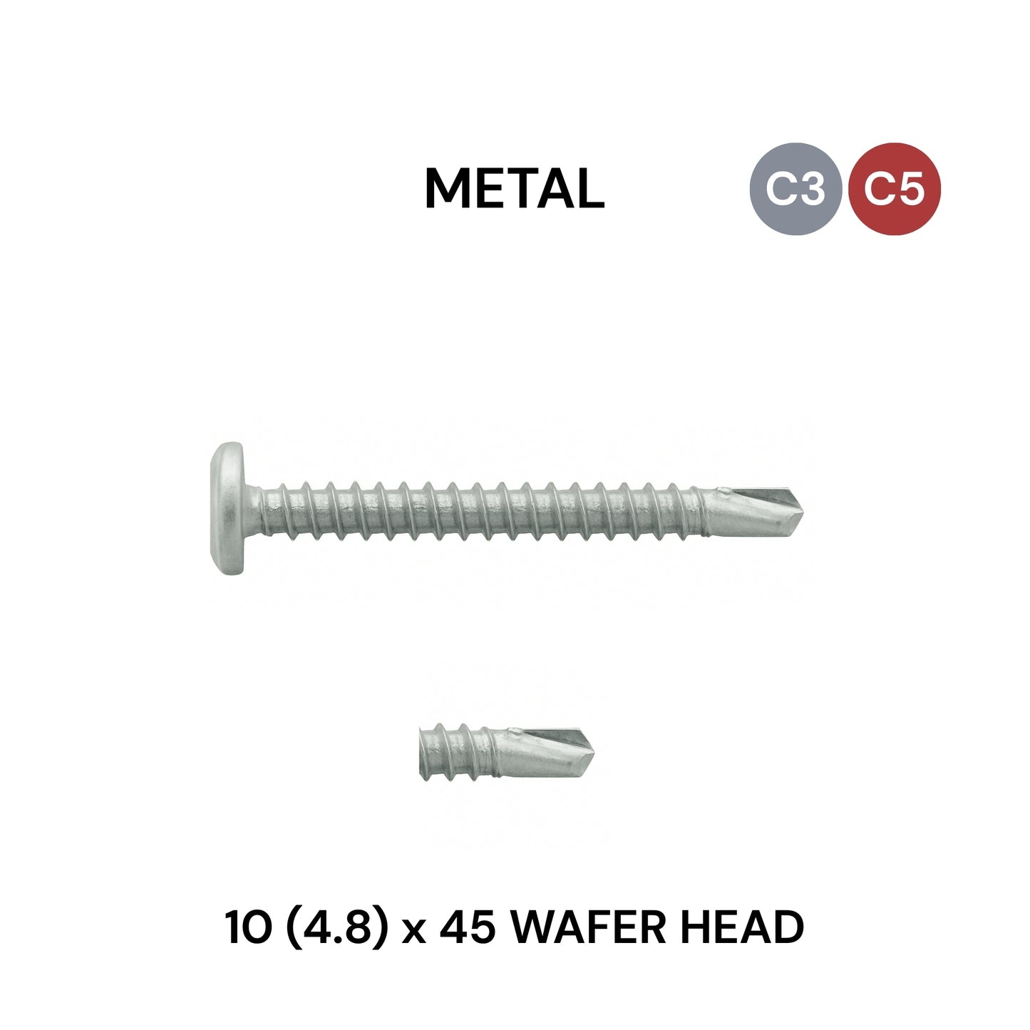10 (4.8) x 45mm Metal Wafer Head