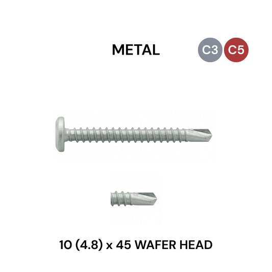 10 (4.8) x 45mm Metal Wafer Head