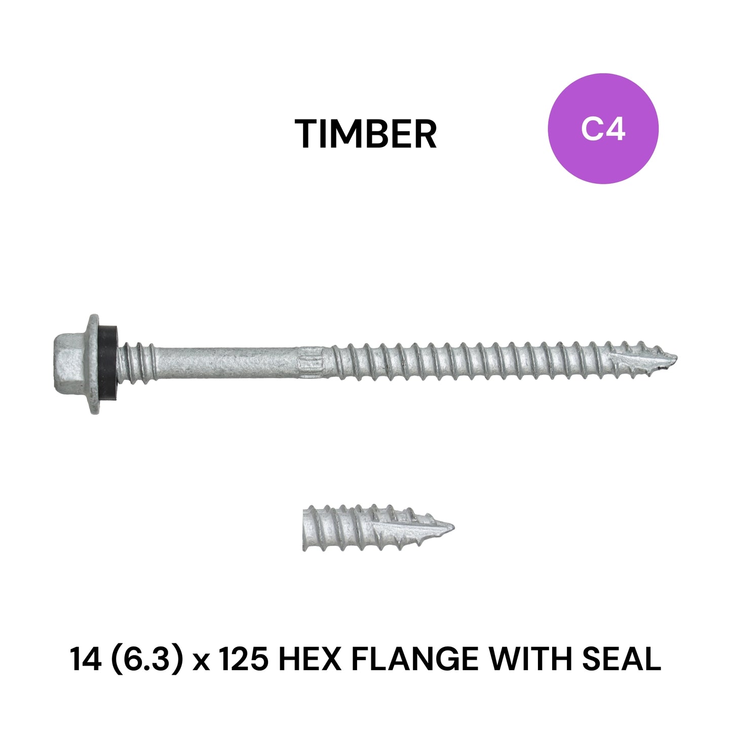 14 (6.3) x 125mm Timber Flange With Seal Class 4
