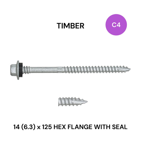 14 (6.3) x 125mm Timber Flange With Seal Class 4