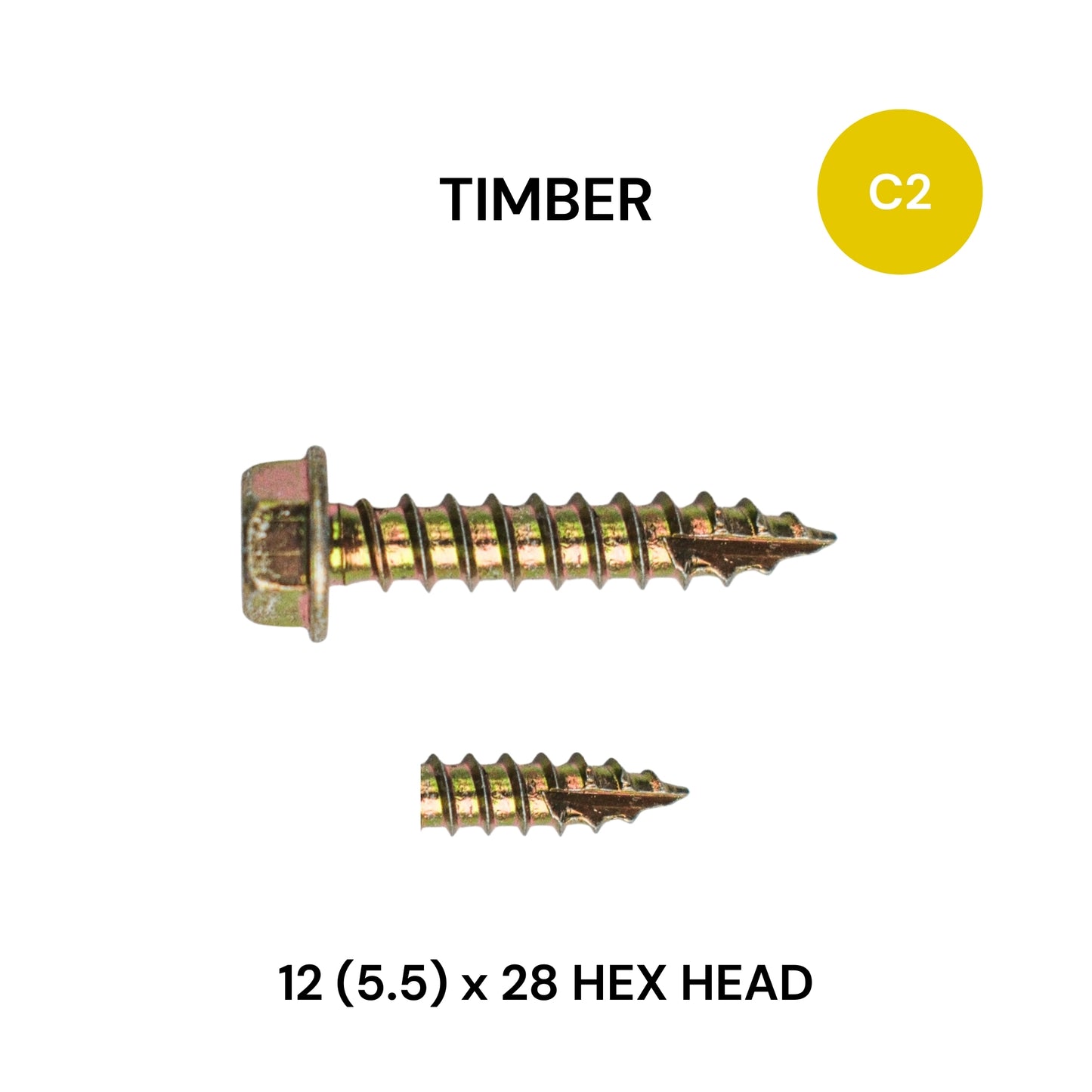 12 (5.5) x 28mm Timber Hex Head Class 2