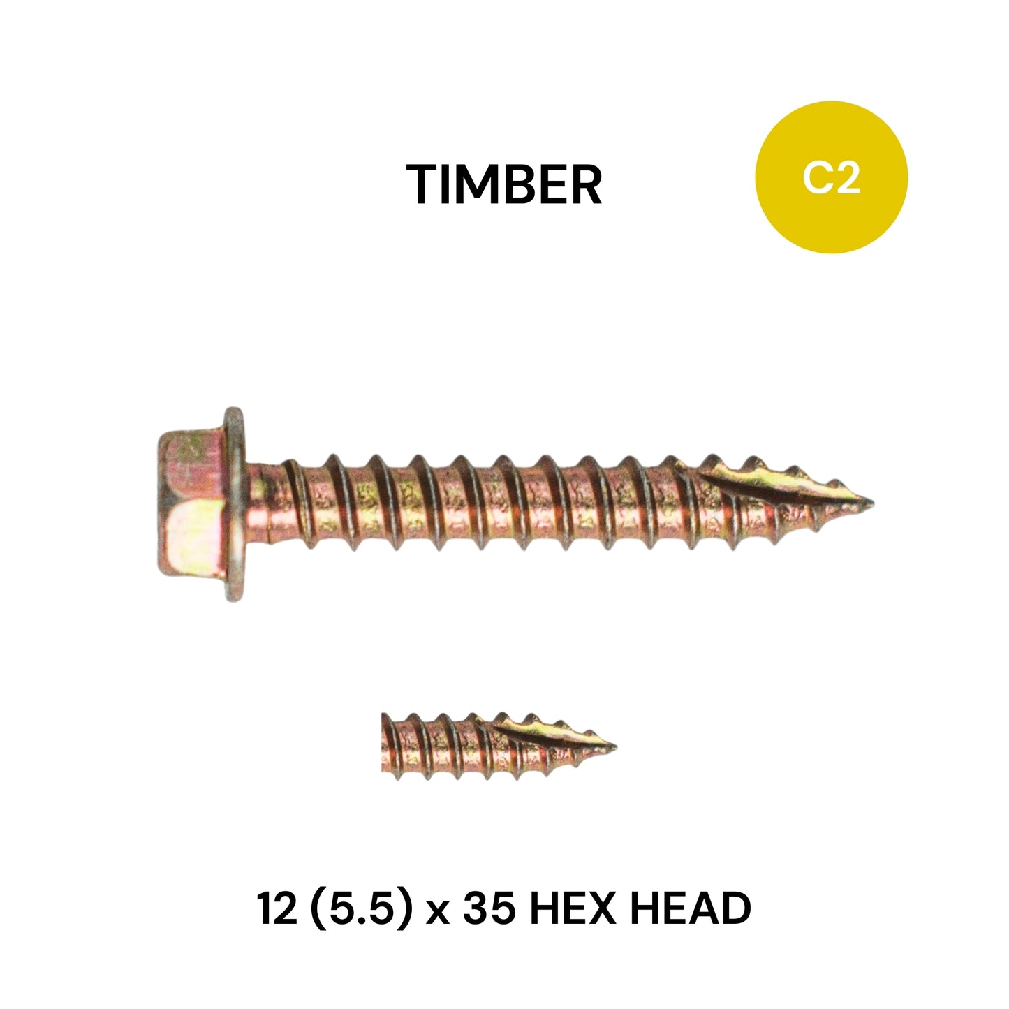 12 (5.5) x 35mm Timber Hex Head Class 2