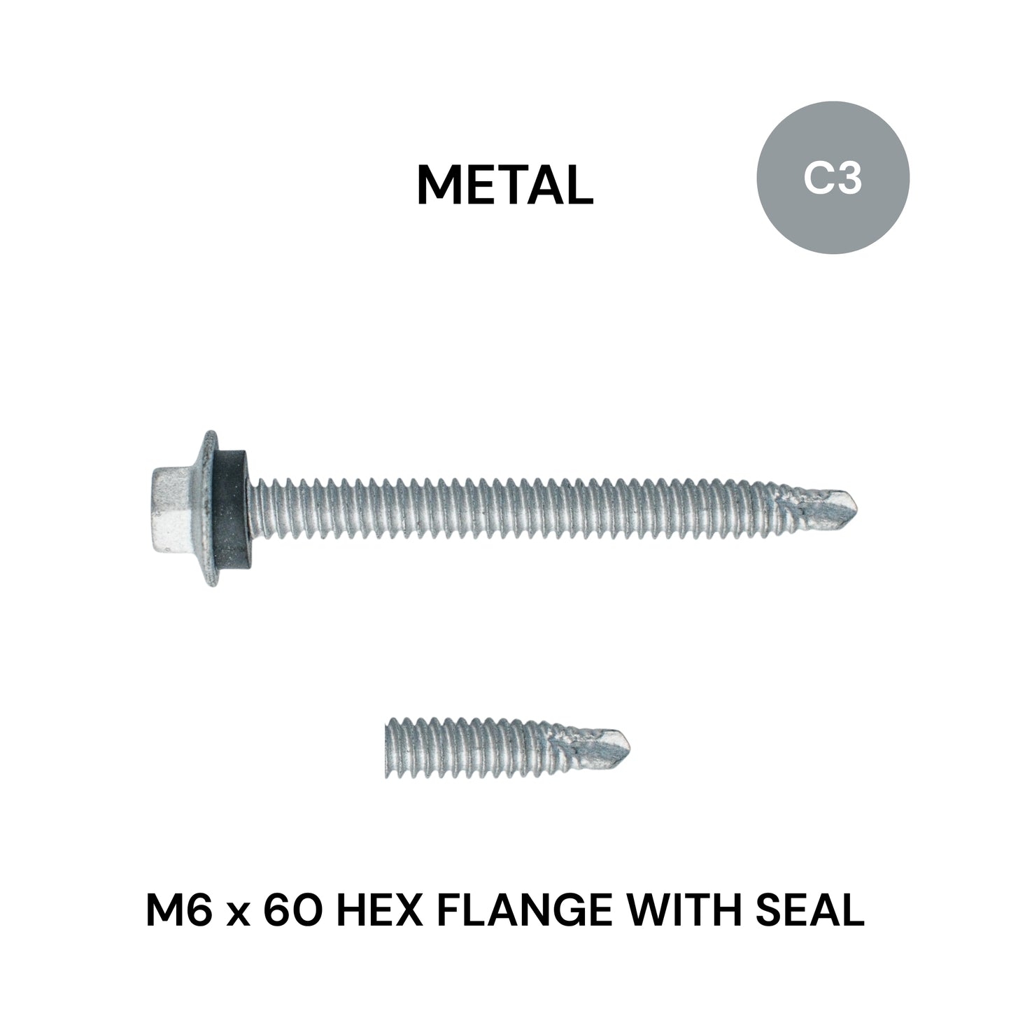M6 x 60mm Roof ZAP Fine Thread Flange and Seal