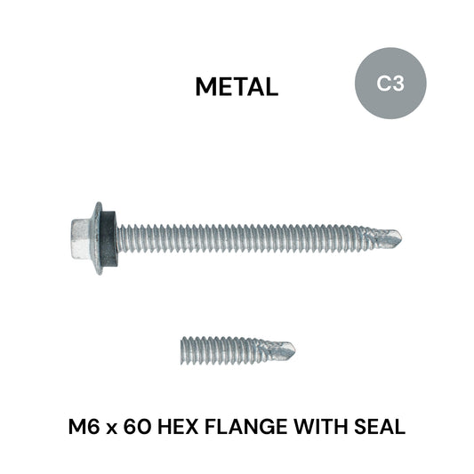 M6 x 60mm Roof ZAP Fine Thread Flange and Seal