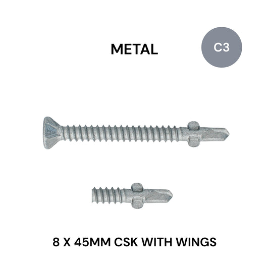 8 x 45mm CSK  With Wings Class 3