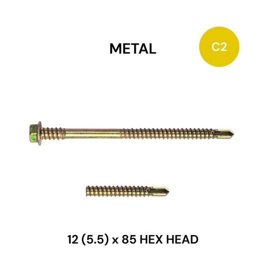 12 (5.5) x 85mm Metal Hex Head Class 2